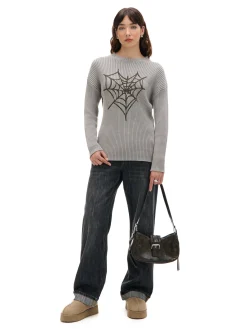 Cropp Swetry*Sweter oversize z nadrukiem serca szary