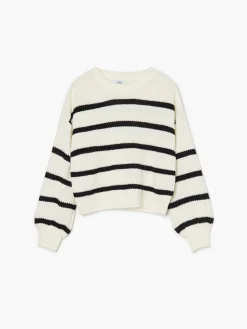 Cropp Swetry*Sweter w czarne paski kremowy