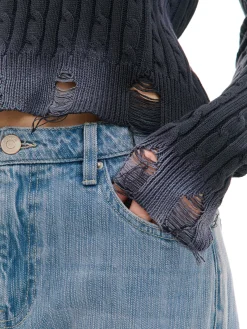 Cropp Swetry*Sweter z miejscowym efektem wybielenia czarny