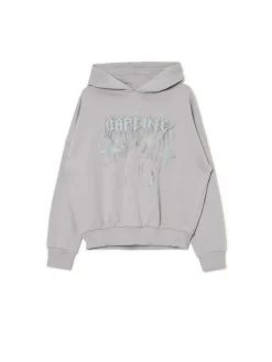 Cropp Bluzy*Szara bluza z kapturem i nadrukiem jasnyszary