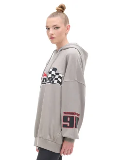 Cropp Unisex|Unisex*Szara bluza z motywem racingowym UNISEX jasnyszary