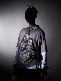 Cropp Unisex|Unisex*Szara koszulka z motywem kościotrupów UNISEX szary