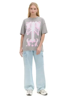 Cropp Unisex|Unisex*Szara koszulka z nadrukiem UNISEX jasnyszary