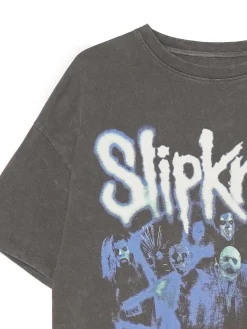Cropp Koszulki, Topy*Szara koszulka z nadrukiem Slipknot szary