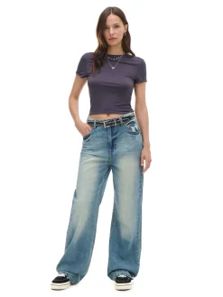 Cropp Koszulki, Topy*Szara koszulka z wiskozą szary