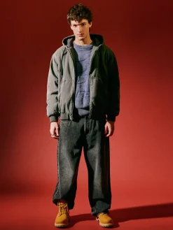 Cropp Kurtki Zimowe|Kurtki, Płaszcze*Szara kurtka bomber z kapturem szary