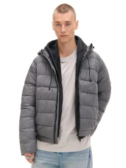 Cropp Kurtki Zimowe|Kurtki, Płaszcze*Szara pikowana kurtka z kapturem szary