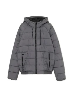 Cropp Kurtki Zimowe|Kurtki, Płaszcze*Szara pikowana kurtka z kapturem szary