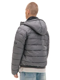 Cropp Kurtki Zimowe|Kurtki, Płaszcze*Szara pikowana kurtka z kapturem szary