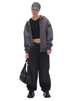 Cropp Bluzy*Szara rozpinana bluza oversize szary