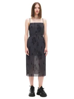 Cropp Sukienki, Kombinezony*Szara sukienka midi w kwiaty zielony