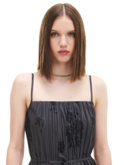 Cropp Sukienki, Kombinezony*Szara sukienka midi w kwiaty zielony