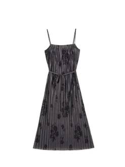 Cropp Sukienki, Kombinezony*Szara sukienka midi w kwiaty zielony