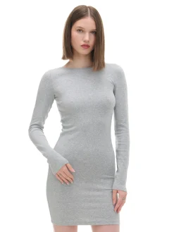 Cropp Sukienki, Kombinezony*Szara sukienka mini z długimi rękawami jasnyszary