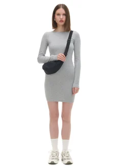 Cropp Sukienki, Kombinezony*Szara sukienka mini z długimi rękawami jasnyszary