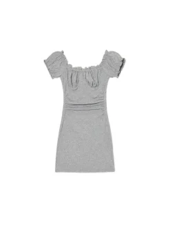 Cropp Sukienki, Kombinezony*Szara sukienka mini z krótkimi rękawkami jasnyszary