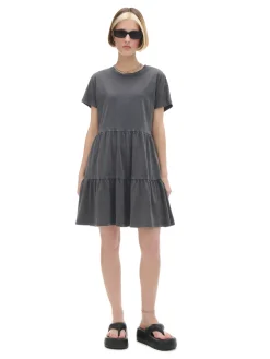 Cropp Sukienki, Kombinezony*Szara sukienka mini z marszczeniami szary