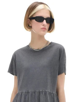 Cropp Sukienki, Kombinezony*Szara sukienka mini z marszczeniami szary