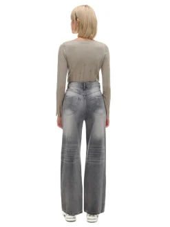 Cropp Jeansy*Szare jeansy retro wide leg jasnyszary