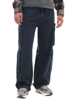 Cropp Spodnie*Szare spodnie loose z kieszeniami cargo szary