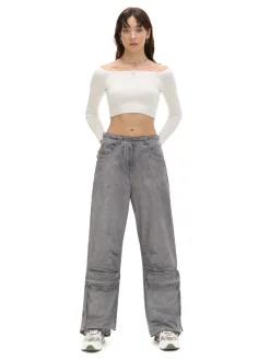 Cropp Spodnie*Szare spodnie z kieszeniami cargo beżowy