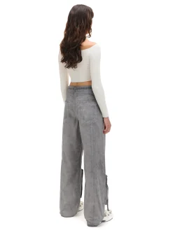 Cropp Spodnie*Szare spodnie z kieszeniami cargo beżowy