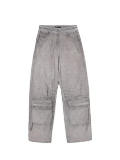 Cropp Spodnie*Szare spodnie z kieszeniami cargo beżowy