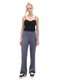 Cropp Spodnie*Szare spodnie z wysokim stanem szary