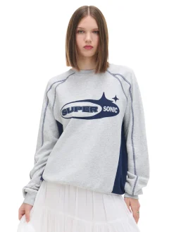 Cropp Bluzy*Szaro-granatowa bluza Baltic Games jasnyszary