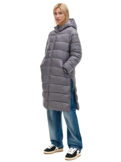Cropp Kurtki, Płaszcze*płaszcz puffer z kapturem szary
