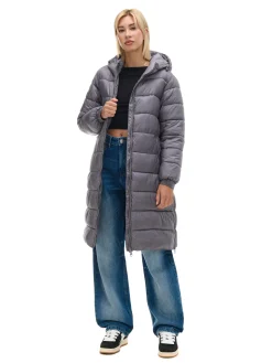 Cropp Kurtki, Płaszcze*płaszcz puffer z kapturem szary