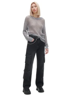 Cropp Swetry*siatkowy sweter szary