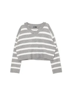 Cropp Swetry*sweter w białe paski szary