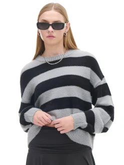 Cropp Swetry*sweter w czarne paski szary