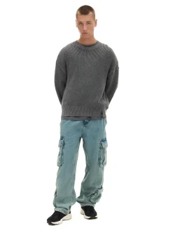 Cropp Swetry*sweter z prążkowanej dzianiny szary