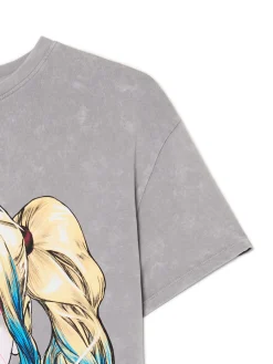 Cropp Koszulki, Topy*Szary T-shirt oversize Harley Quinn jasnyszary