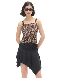 Cropp Koszulki, Topy*Top na ramiączkach w panterkę beżowy