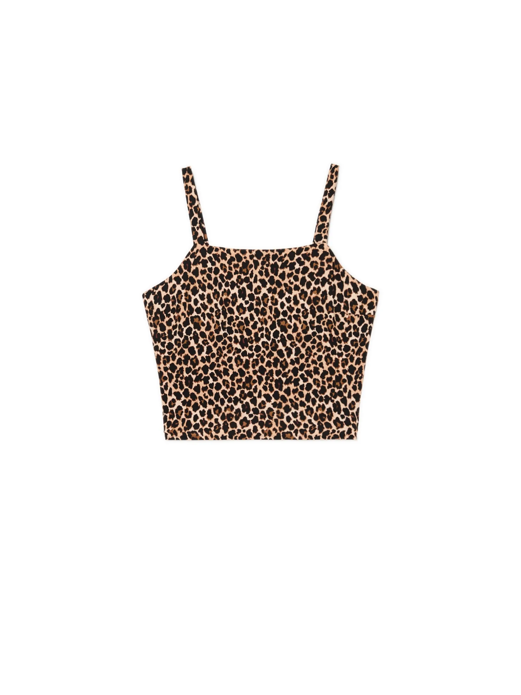 Cropp Koszulki, Topy*Top na ramiączkach w panterkę beżowy