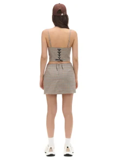 Cropp Koszulki, Topy|Sety*Top ze wzorem w kratę brązowy