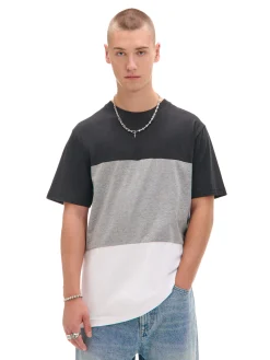 Cropp Koszulki*Trójkolorowa koszulka w pasy czarny