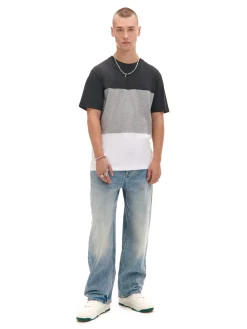 Cropp Koszulki*Trójkolorowa koszulka w pasy czarny