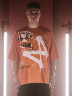 Cropp Koszulki*T-shirt oversize Ekko z Arcane pomarańczowy