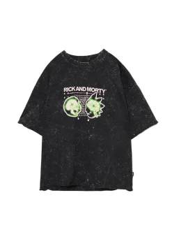 Cropp Koszulki*T-shirt z efektem sprania Rick i Morty czarny