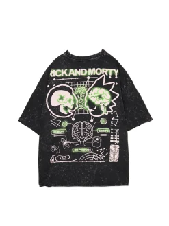 Cropp Koszulki*T-shirt z efektem sprania Rick i Morty czarny