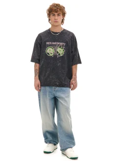 Cropp Koszulki*T-shirt z efektem sprania Rick i Morty czarny
