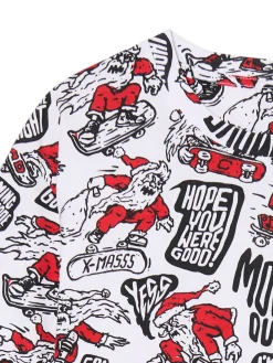 Cropp Ubrania Świąteczne|Koszulki*T-shirt z mikołajowymi skaterami biały