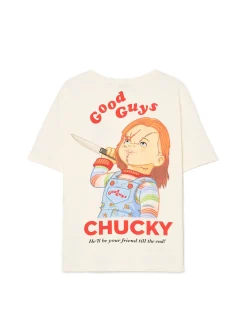 Cropp Koszulki*T-shirt z nadrukiem Chucky kremowy
