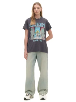 Cropp Koszulki, Topy*T-shirt z nadrukiem Queen jasnyszary