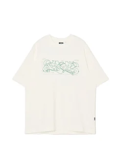 Cropp Koszulki*T-shirt z zielonym nadrukiem kremowy