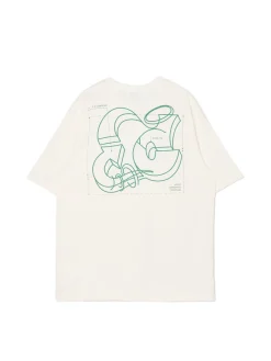 Cropp Koszulki*T-shirt z zielonym nadrukiem kremowy